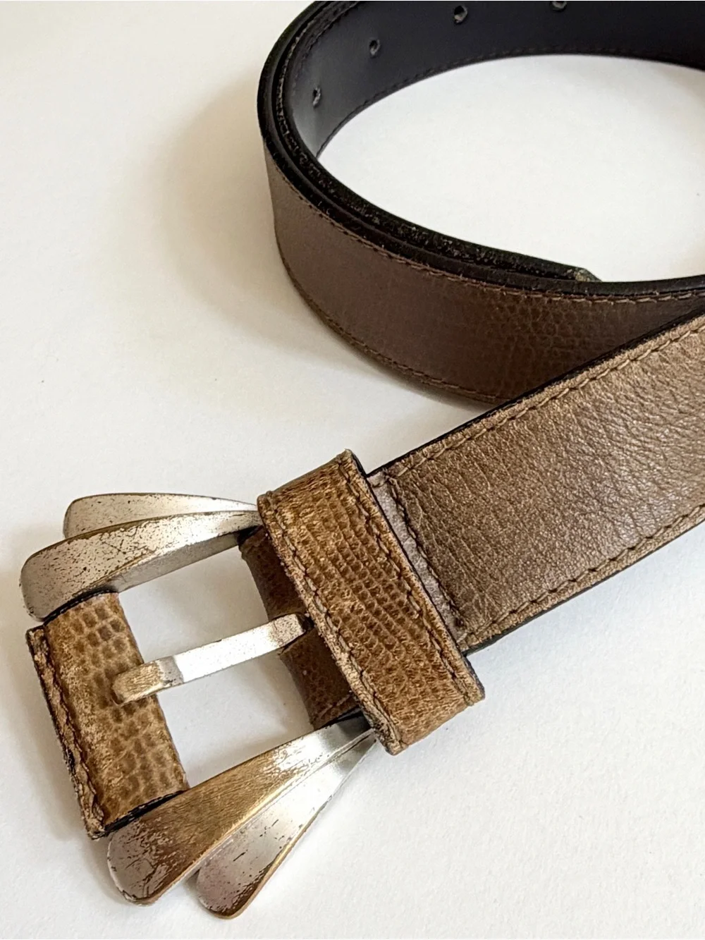Vintage 80s Gianni Versace Brown Leather Belt Made in Italy
